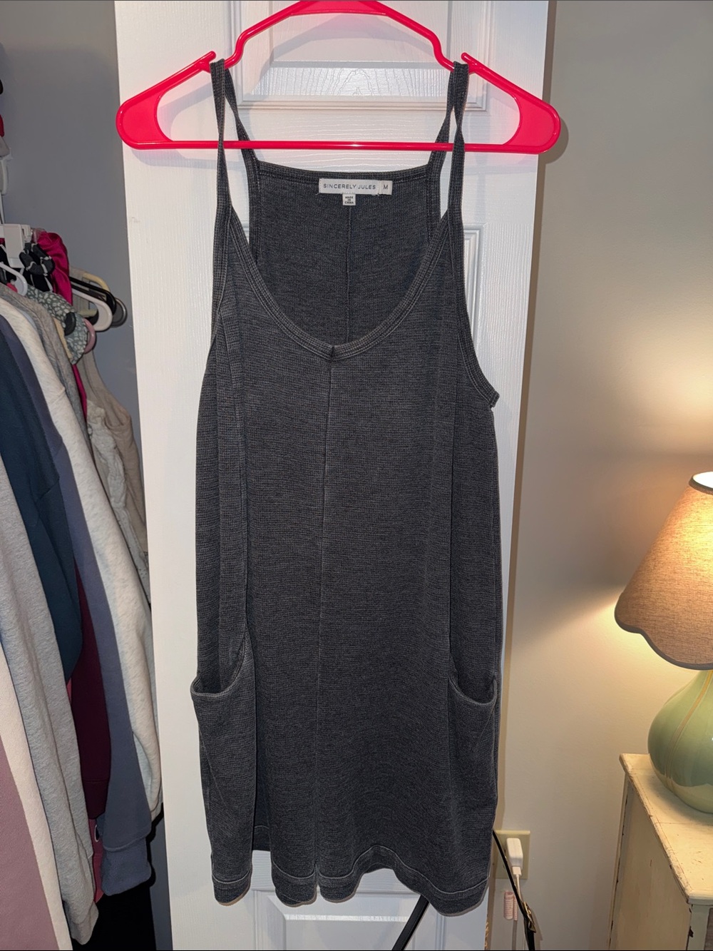 Sincerly Jules Charcoal Sleeveless Pocket Tank romper